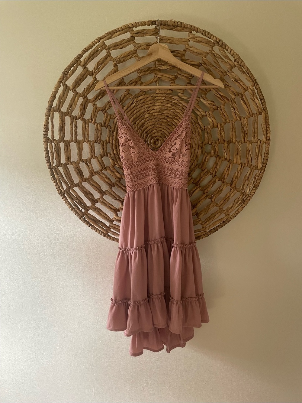 Hello Molly Blush Pink Lace-Trim Tiered Sundress - Picture 2 of 6